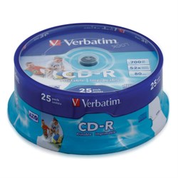 Диски CD-R VERBATIM 700 Mb 52x Cake Box (упаковка на шпиле), КОМПЛЕКТ 25 шт. - фото 14927562