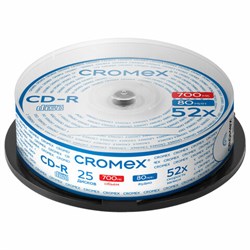 Диски CD-R CROMEX, 700 Mb, 52x, Cake Box (упаковка на шпиле), КОМПЛЕКТ 25 шт., 513776 - фото 14927617