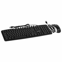 Набор проводной SONNEN KB-S110, USB, клавиатура 113 клавиш, мышь 3 кнопки, 1000 dpi, черный/серебристый, 513854 - фото 14927623