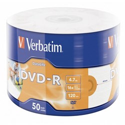 Диски DVD-R VERBATIM DataLife, 4,7 Гб, 16x, Bulk (термоусадка без шпиля), КОМПЛЕКТ 50 шт., 43791 - фото 14927627