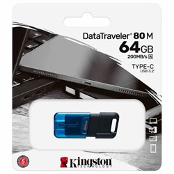Флеш-диск 64 GB KINGSTON DataTraveler 80M, разъем Type-C 3.2, черный, DT80M/64GB - фото 14927636