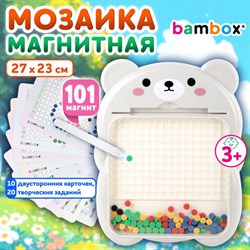 Мозаика магнитная развивающая для детей "Медвежонок", стилус, 101 магнит, 10 карточек, BAMBOX, 665891 - фото 14929901