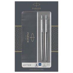 Набор PARKER "Jotter Stainless Steel CT": шариковая ручка синяя и механический карандаш, 2093256 - фото 14931629