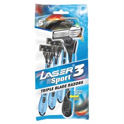 Бритвы одноразовые КОМПЛЕКТ 5 шт. LASER SPORT 3 (аналог Gillette Blue 3), три лезвия, 836801005629 - фото 14931674