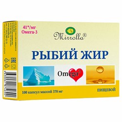 Рыбий жир пищевой 370 мг, источник ПНЖК Омега-3, капсулы 100 шт., БАД, МИРРОЛЛА, ЦБ-00031699 - фото 14936129