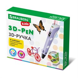 Ручка 3D с трафаретами PLA - пластиком и термоковриком BRAUBERG KIDS, 665188 - фото 14936214