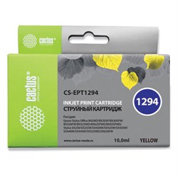 Картридж струйный CACTUS (CS-EPT1294) для EPSON Stylus B42WD/BX305W/BX625WD, желтый - фото 14939431