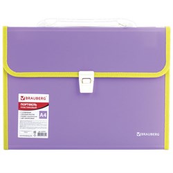 Папка-портфель пластиковая BRAUBERG "JOY", А4 (330х245х35 мм), 13 отделений, с окантовкой, фиолетовая, 227977 - фото 14956936