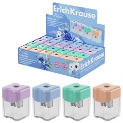 Точилка ERICH KRAUSE Wave Mini Pastel Bloom с контейнером, пластиковая, корпус ассорт, 60044 - фото 14982905
