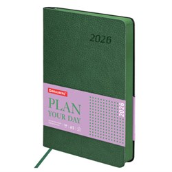 Ежедневник датированный 2026 А5 138x213 мм, BRAUBERG "Stylish", под кожу, гибкий, зеленый, 117102 - фото 14988566