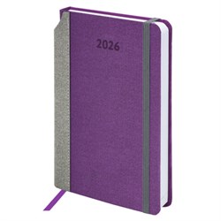 Ежедневник датированный 2026 А5 138x213 мм, BRAUBERG "Mosaic", под кожу, карман для ручки, фиолетовый, 117113 - фото 14988577