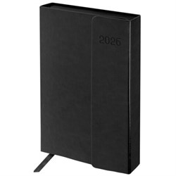 Ежедневник датированный 2026 А5 148х218 мм, GALANT "Magnetic", под кожу, клапан, черный, 117483 - фото 14988808