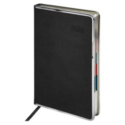 Ежедневник датированный 2026 А5 148х218 мм, GALANT "Infinity Silver", под кожу, черный, 117495 - фото 14988820