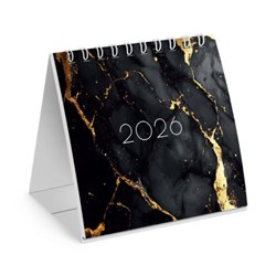 Календарь-домик настольный на гребне, 2026 г., BRAUBERG, 101х101 мм, "Black marble", 117279 - фото 14990513