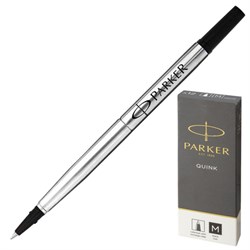Стержень для ручки-роллера PARKER "Quink RB", металлический 116 мм, узел 0,7 мм, черный, 1950278 - фото 14996541