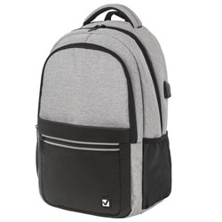 Рюкзак BRAUBERG URBAN универсальный, с отделением для ноутбука, USB-порт, Detroit, серый, 46х30х16 см, 229894 - фото 15001530