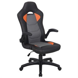 Кресло компьютерное BRABIX "Skill GM-005", откидные подлокотники, экокожа, черное/оранжевое, 532495 - фото 15001577