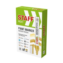 Маркер-краска лаковый (paint marker) 2-4 мм ЗОЛОТИСТЫЙ, НИТРО-ОСНОВА, STAFF PROFIT, для любых поверхностей, 152579 - фото 15003242
