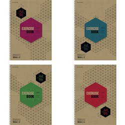 Тетрадь А4 96 л., HATBER, гребень, клетка, обложка крафт, подложка, "Графика" (4 вида в спайке), 96Т4В1гр - фото 15008552