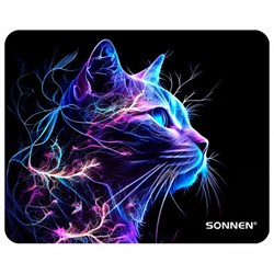 Коврик для мыши SONNEN "NEON CAT" резина + ткань, 250х200х2 мм, 513956 - фото 15020812
