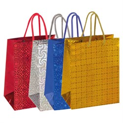 Пакет подарочный 26x13x32 см (L), НАБОР 4 шт., 4 дизайна, голография, ЗОЛОТАЯ СКАЗКА, 609734 - фото 15020841