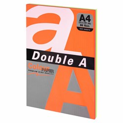 Бумага цветная DOUBLE A, А4, 80 г/м2, 100 л., 5 цветов x 20 л., микс интенсив - фото 15027514