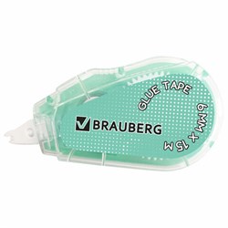 Клей-лента BRAUBERG MAXI, 6 мм х 15 м, корпус зеленый, блистер, 273029 - фото 15029187