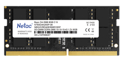 Модуль памяти Netac Basic SO DDR4-3200 8G C22 SODIMM 260-Pin DDR4 / NB PC4-25600 1.2V JEDEC - фото 15030046