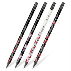 Карандаш чернографитный с принтом BRAUBERG "FISH KOI", 1 шт., HB, с ластиком, корпус ассорти, 182027 - фото 15037762