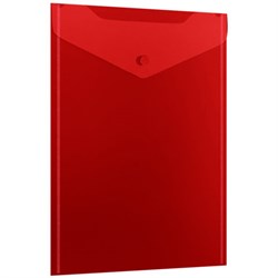 Папка-конверт с кнопкой прозрачная А4 BRAUBERG UNIVERSAL, вертикальная, красная, 0,15 мм, 273077 - фото 15042207