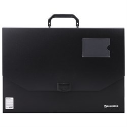 Папка-портфель пластиковая БОЛЬШОГО ФОРМАТА BRAUBERG "ПОРТФОЛИО", А3 (445х310х30 мм), черная, РОССИЯ, 226023 - фото 15047474