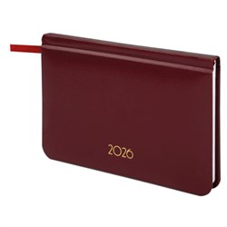 Еженедельник датированный 2026, МАЛЫЙ ФОРМАТ 95х155 мм, А6, BRAUBERG "Select", балакрон, бордо, 117194 - фото 15054341