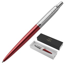 Ручка шариковая PARKER "Jotter Core Kensington Red CT", корпус красный, детали хром, синяя, 1953187 - фото 15054711