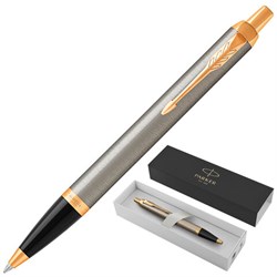 Ручка шариковая PARKER "IM Core Brushed Metal GT", серебристый матовый лак, позолота, синяя, 1931670 - фото 15054733