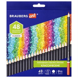 Карандаши художественные цветные BRAUBERG ART CLASSIC, 48 цветов, МЯГКИЙ грифель 3,3 мм, 181539 - фото 15054974