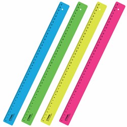 Линейка пластиковая 40 см, "Neon", неоновая, ассорти, ЛН-31437 - фото 15055147