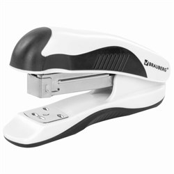 Степлер №24/6, 26/6 BRAUBERG "JET PRO", до 25 листов, эргономичный, бело-черный, 228585 - фото 15055422