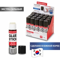 Клей-карандаш BRAUBERG ULTRA STRONG, УСИЛЕННАЯ ФОРМУЛА, 15 г, ЮЖНАЯ КОРЕЯ, 229545 - фото 15055466
