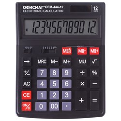 Калькулятор настольный ОФИСМАГ OFM-444 (199x153 мм), 12 разрядов, двойное питание, ЧЕРНЫЙ, 250459 - фото 15055852