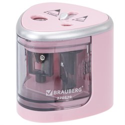Точилка электрическая BRAUBERG DUAL (для 2 диаметров карандашей!), 4 батарейки АА, розовая, 270579 - фото 15055888