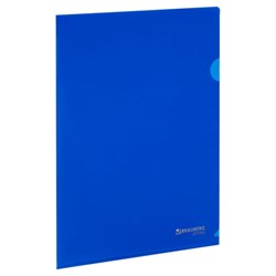 Папка-уголок жесткая А4, синяя, 0,15 мм, BRAUBERG EXTRA, 271702 - фото 15055924