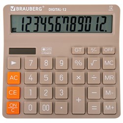 Калькулятор настольный BRAUBERG DIGITAL-12-BG (151х152 мм), 12 разрядов, двойное питание, БЕЖЕВЫЙ, 272970 - фото 15056067