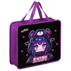 Папка на молнии с ручками ЮНЛАНДИЯ А4, 1 отделение, пластик, 80 мм, "Anime fan", 273362 - фото 15056108