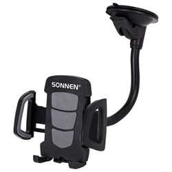 Держатель для телефона в авто на стекло SONNEN, зажим 50-100 мм, вращение 360°, 354921 - фото 15056539