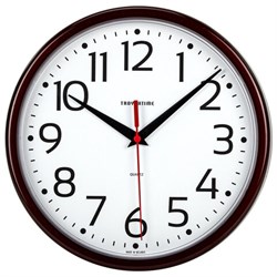 Часы настенные TROYKATIME (TROYKA) 91931912, круг, белые, коричневая рамка, 23х23х4 см - фото 15057886