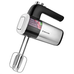 Миксер BRAYER BR1302, 800 Вт, 5 скоростей, 2 венчика, 2 крюка для теста, черный/серебро - фото 15057974