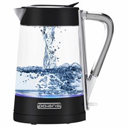 Чайник POLARIS PWK 1715 CGL, 1,7 л, 1850-2200 Вт, закрытый нагревательный элемент, стекло, черный, 48643, PWK 1715 CGL b - фото 15058097