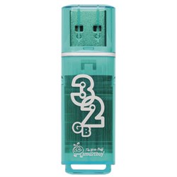 Флеш-диск 32 GB, SMARTBUY Glossy, USB 2.0, зеленый, SB32GBGS-G - фото 15058300