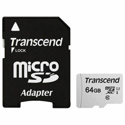 Карта памяти microSDXC 64 GB TRANSCEND UHS-I U1, 95 Мб/сек (class 10), адаптер, TS64GUSD300S-A - фото 15058310