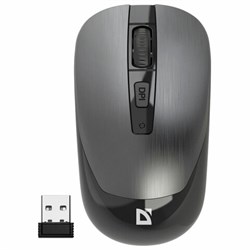 Мышь беспроводная бесшумная DEFENDER Wave MM-995, USB, 3 кнопки+1 колесо-кнопка, оптическая, серая, 52993 - фото 15058341